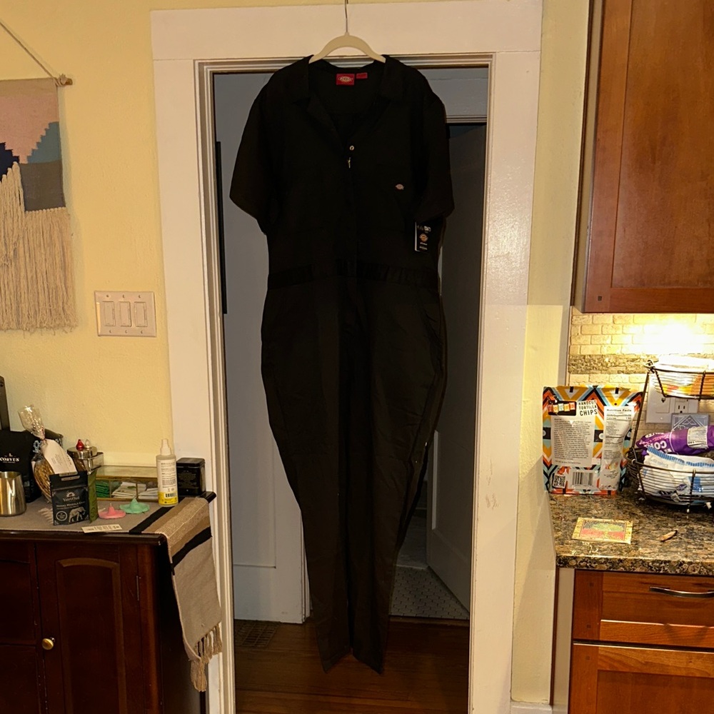 Dickies Black Women's short sleeved coveralls with cooling technology- 2X
